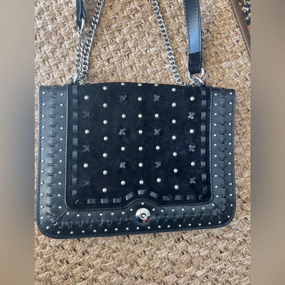 Zara genuine leather and suede crossbody shoulder bag